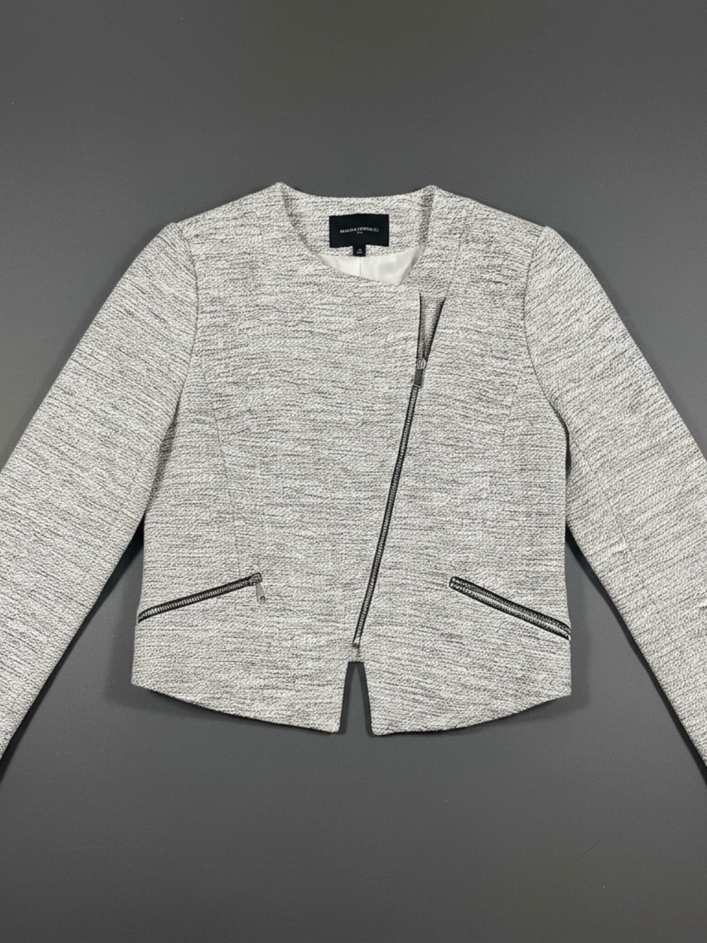 Banana Republic Light Heather Gray Asymmetric Zip Jacket